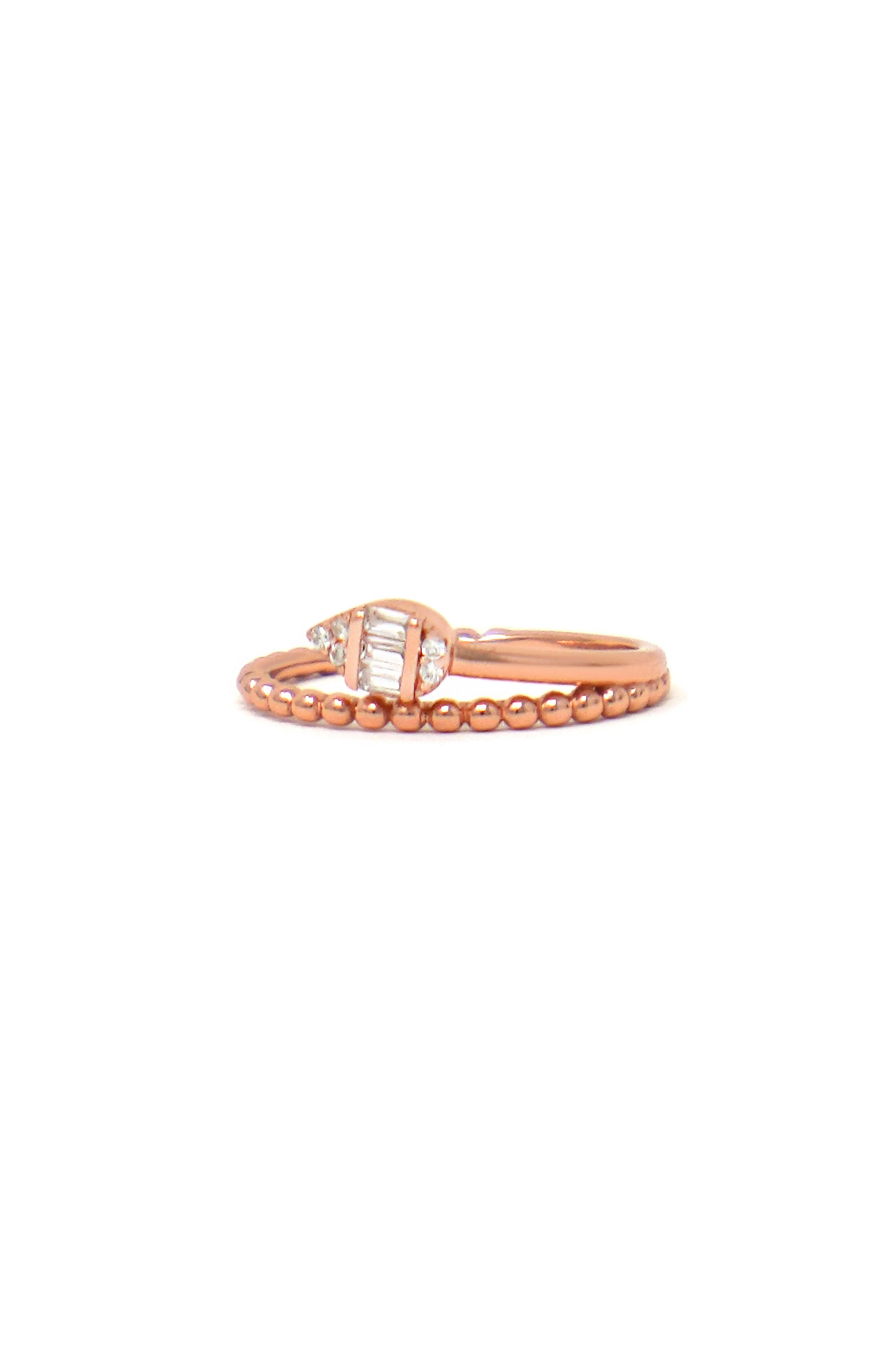 Ornate Glam Rose Gold Plated Sterling Silver Rings