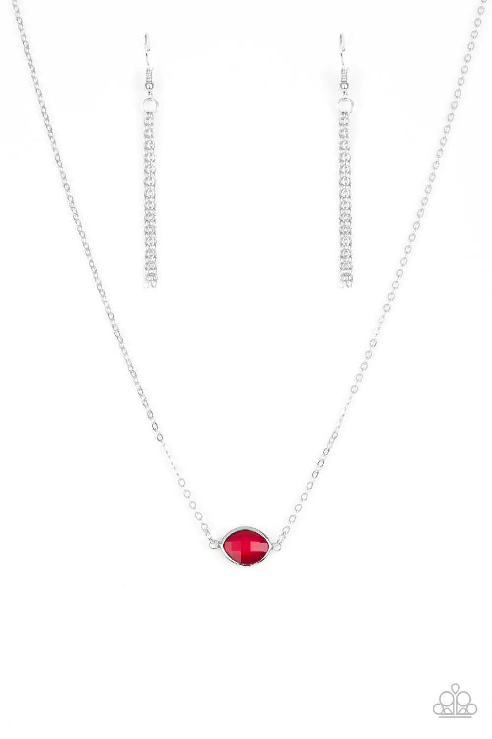 Paparazzi Necklace ~ Fashionably Fantabulous - Red Dainty Necklace