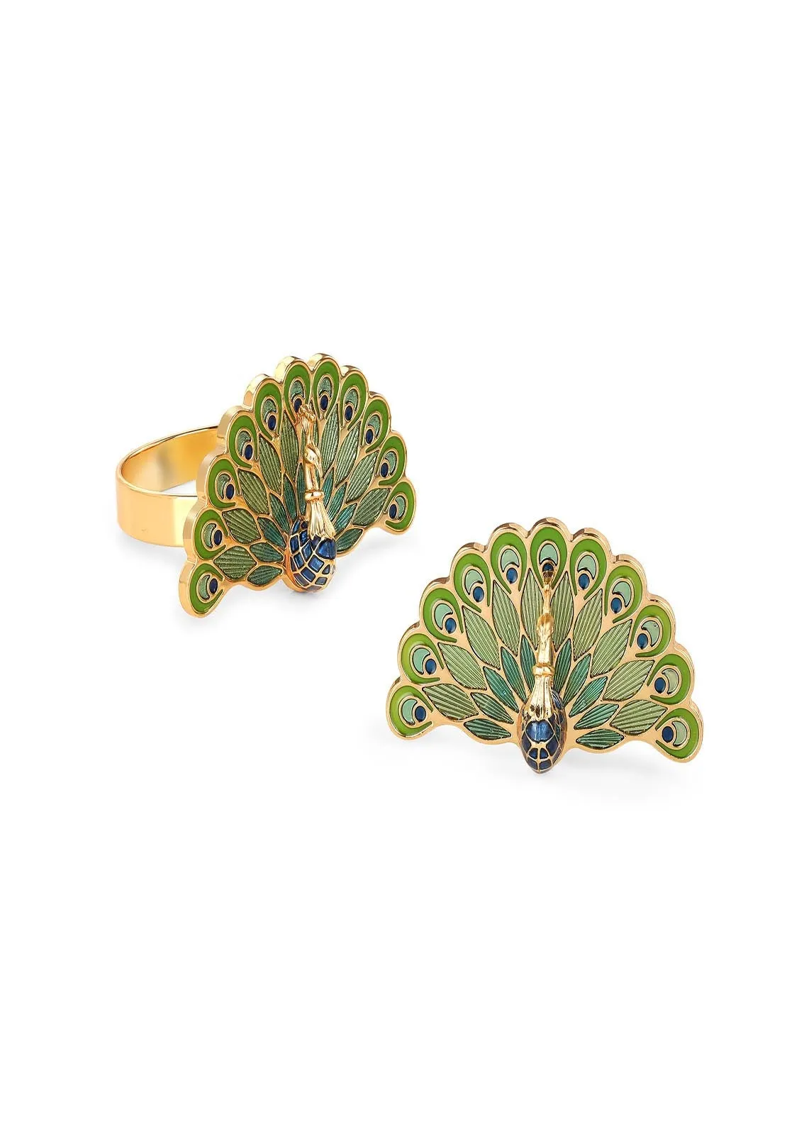 Peacock Napkin Rings Set of 4