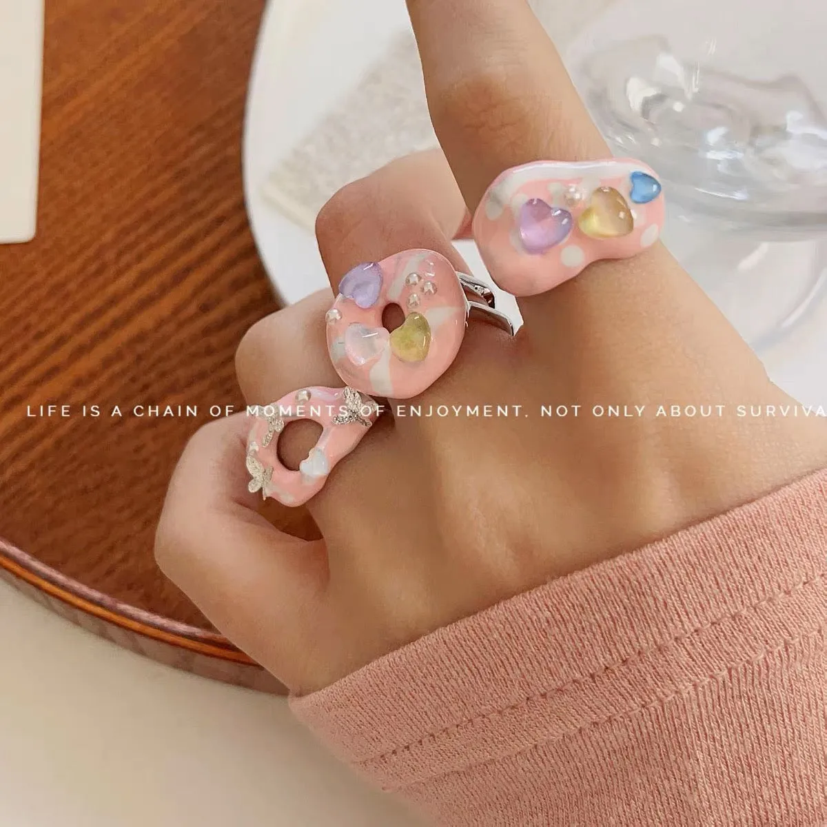 Pink Clay Rings