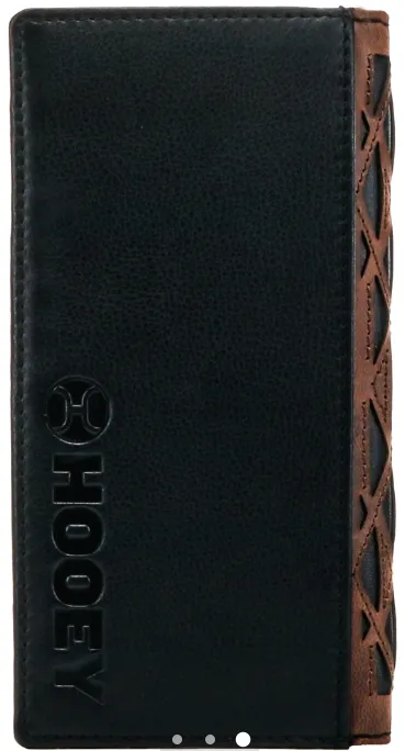 "Chapawee" Laser Cut Aztec Print Leather Rodeo Wallet with Black/Red/Ivory Inlay and Hooey Logo Rivet