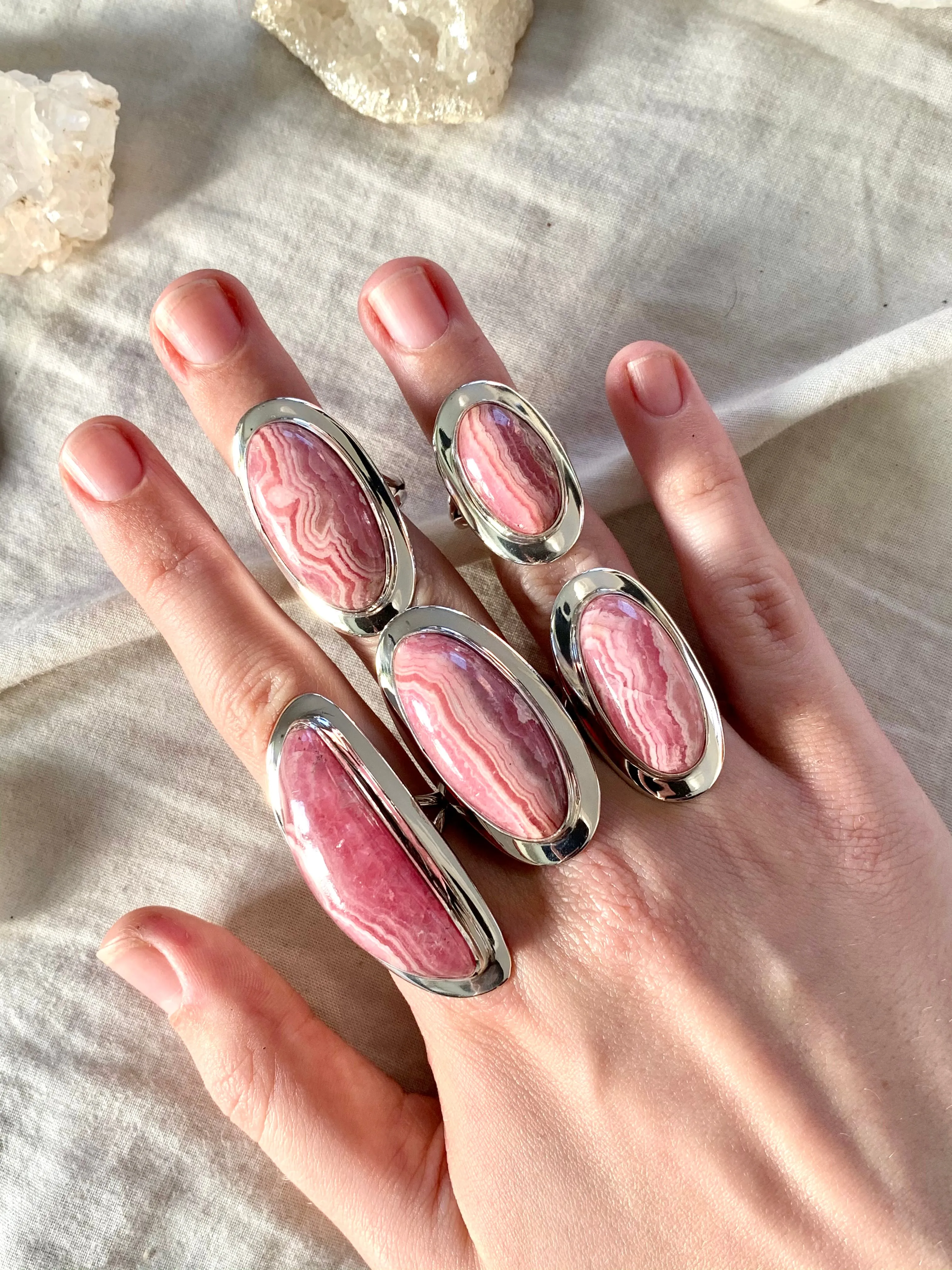 Rhodochrosite Dinah Mixed Rings (One of a kind)