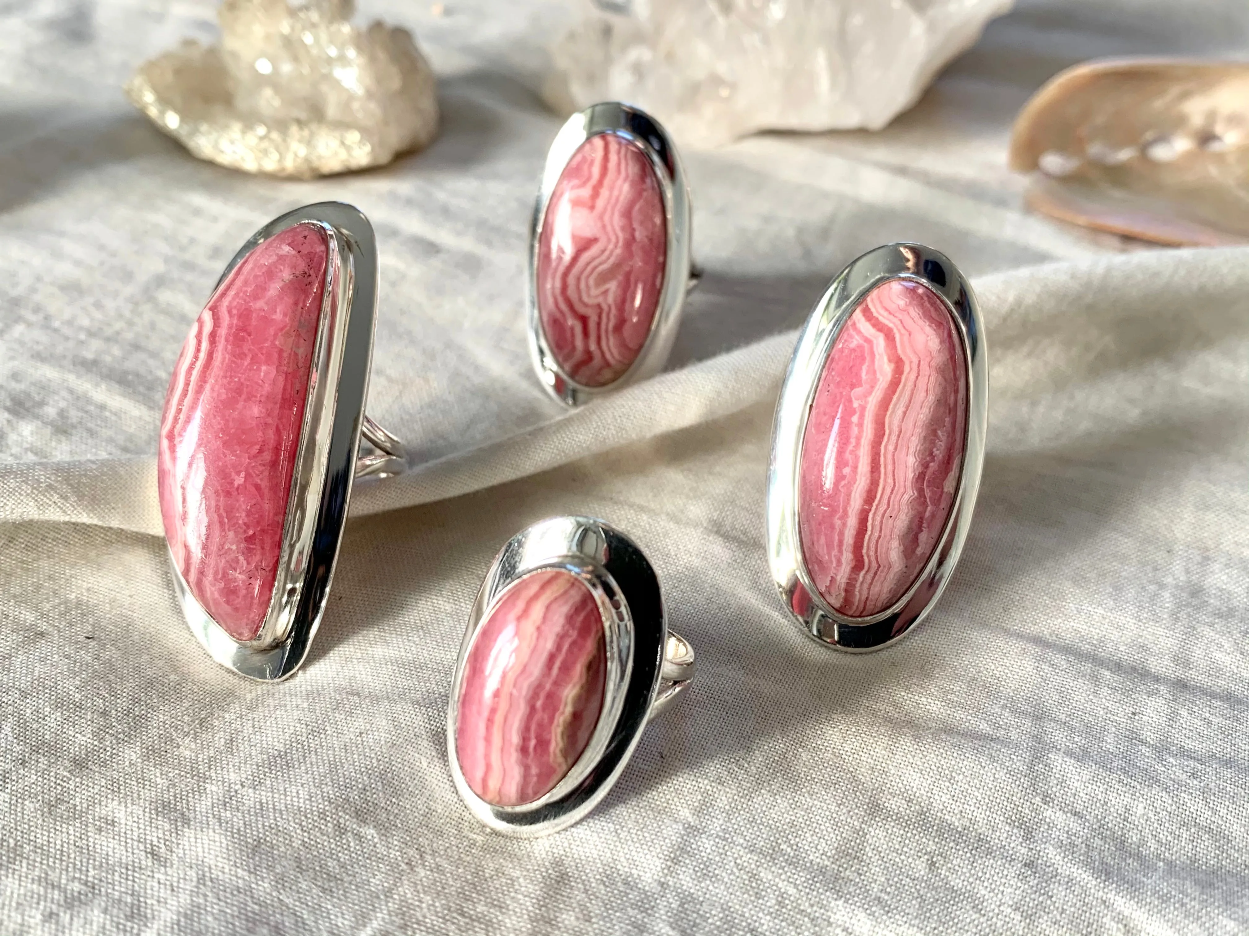 Rhodochrosite Dinah Mixed Rings (One of a kind)