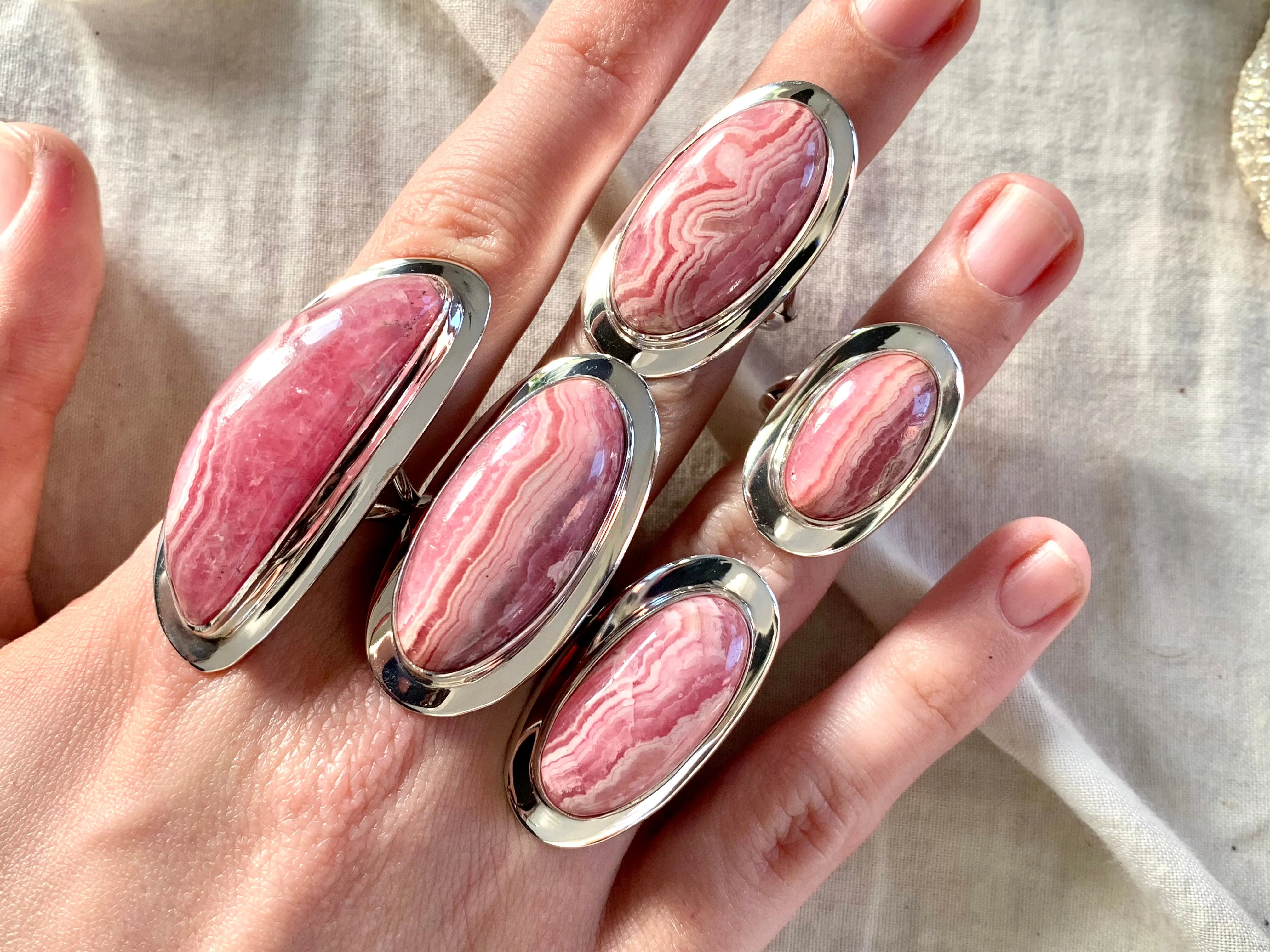 Rhodochrosite Dinah Mixed Rings (One of a kind)