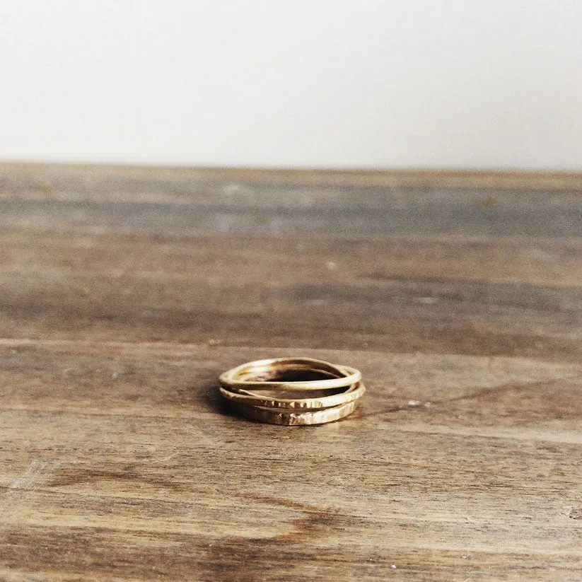 Set of 3 18K Yellow Stacking Rings