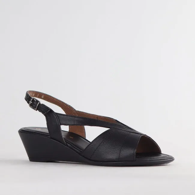 Slingback Wedge Sandal in Black - 12393