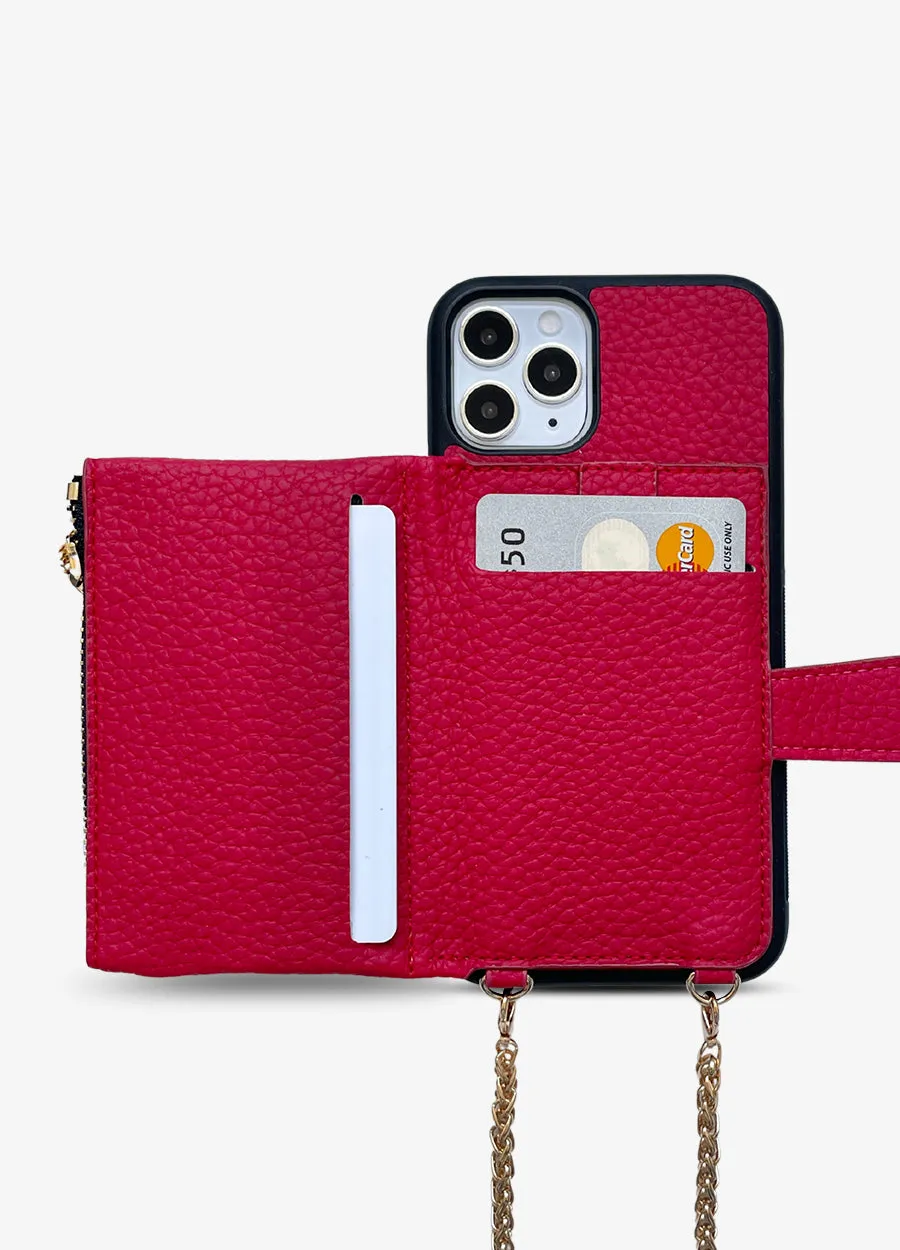 Studded Crossbody Wallet Case in Red