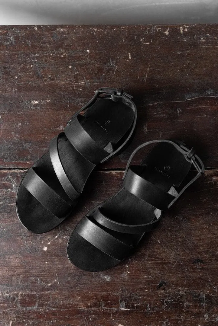 Tagliovivo | Buckle Sandal | Spezielle Herren Sandalen aus Leder in schwarz