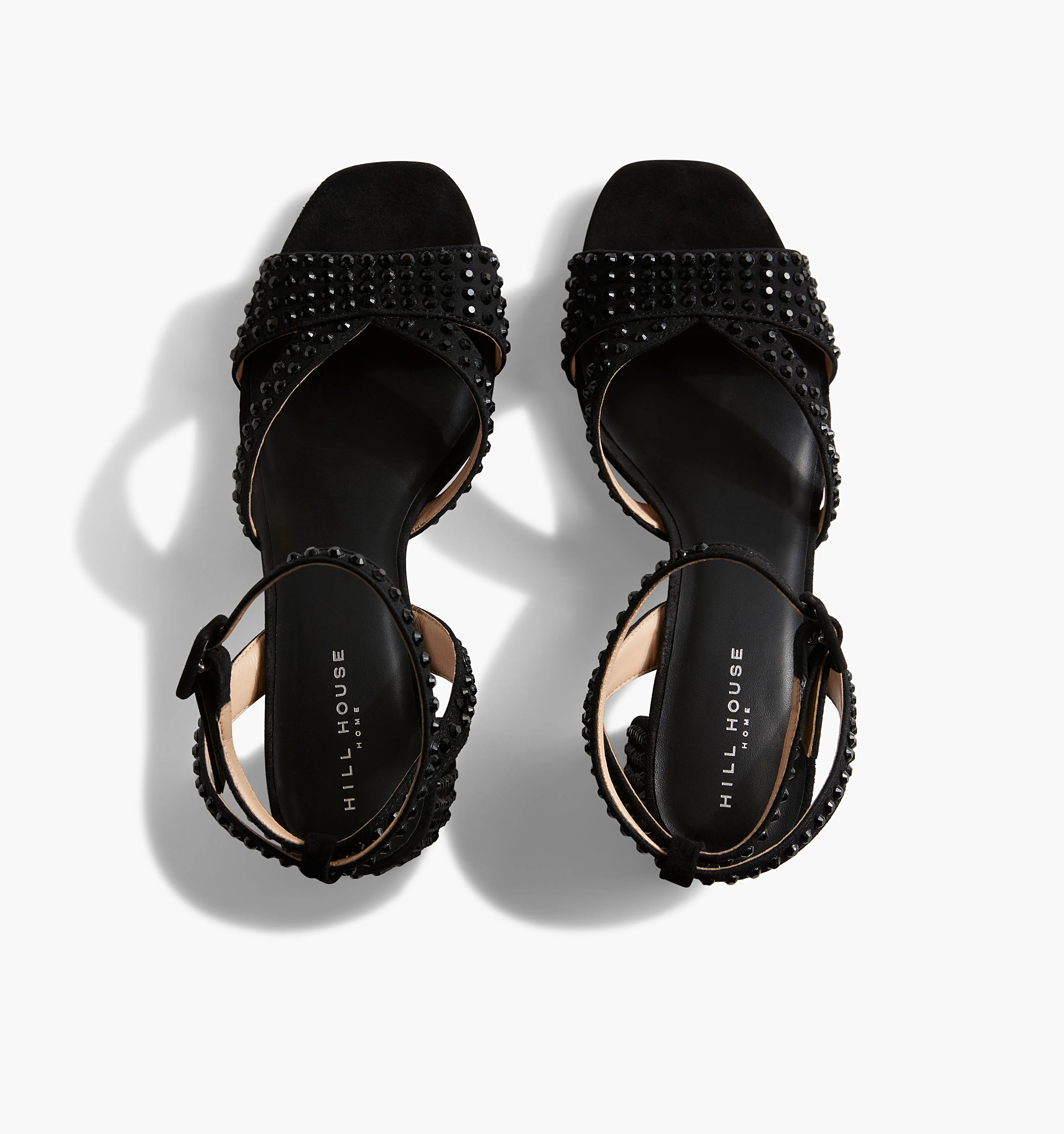 The Lafayette Sandal - Black Suede/Black Rhinestone