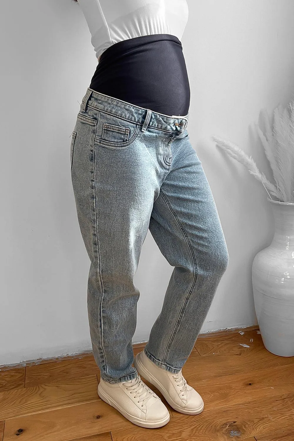 Thick Cotton Blend Bump Support Maternity Jeans