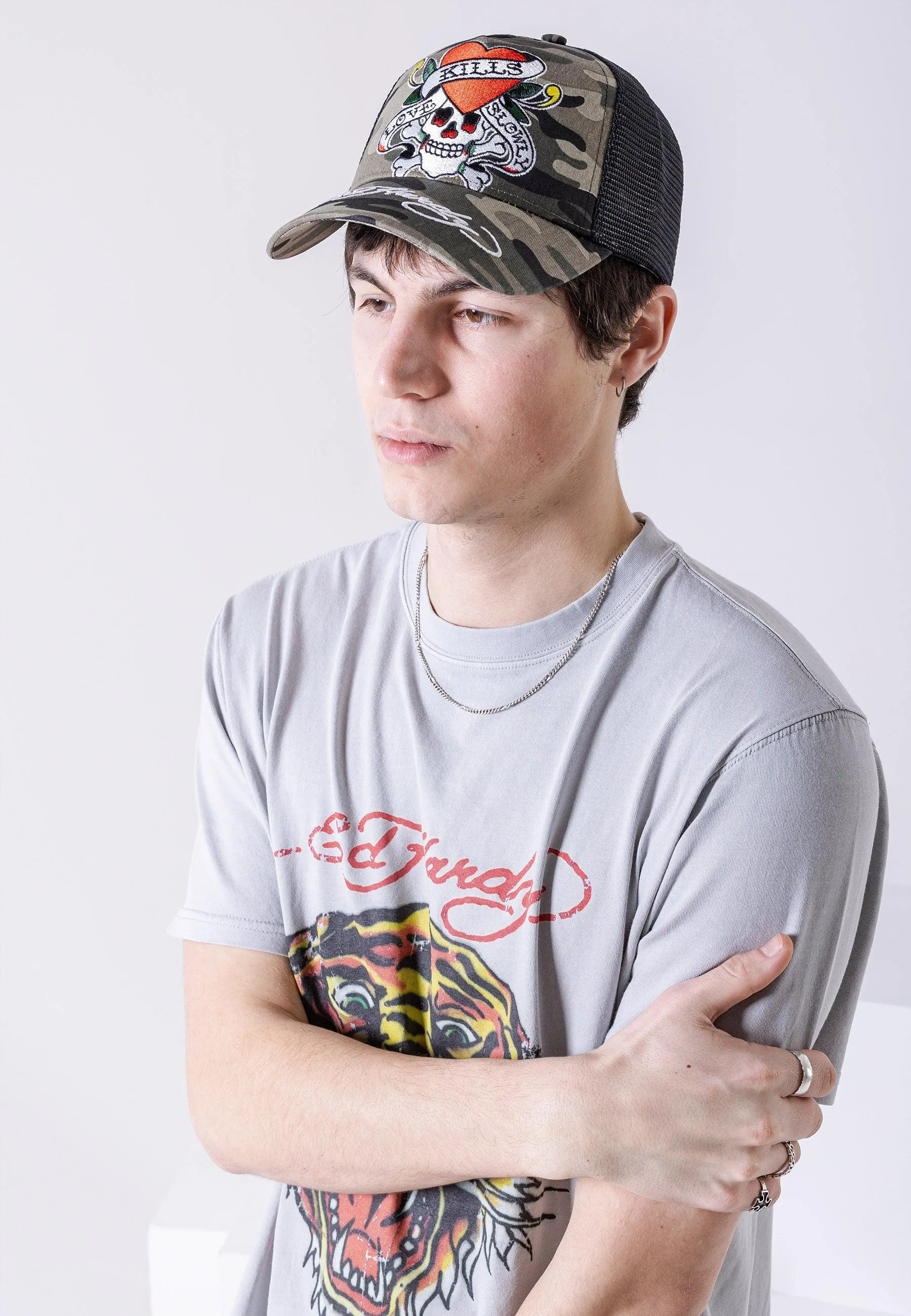 Unisex Love-Slowly Twill Front Mesh Trucker Cap - Camo