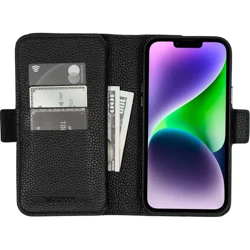 Windsor iPhone 14 Plus Bi-Fold Wallet Case, Pebble Black