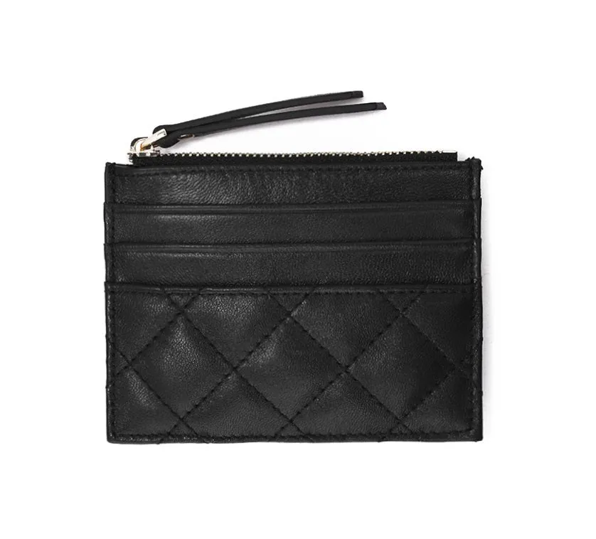 Women's genuine lambskin leather card holder with zip Vyar design